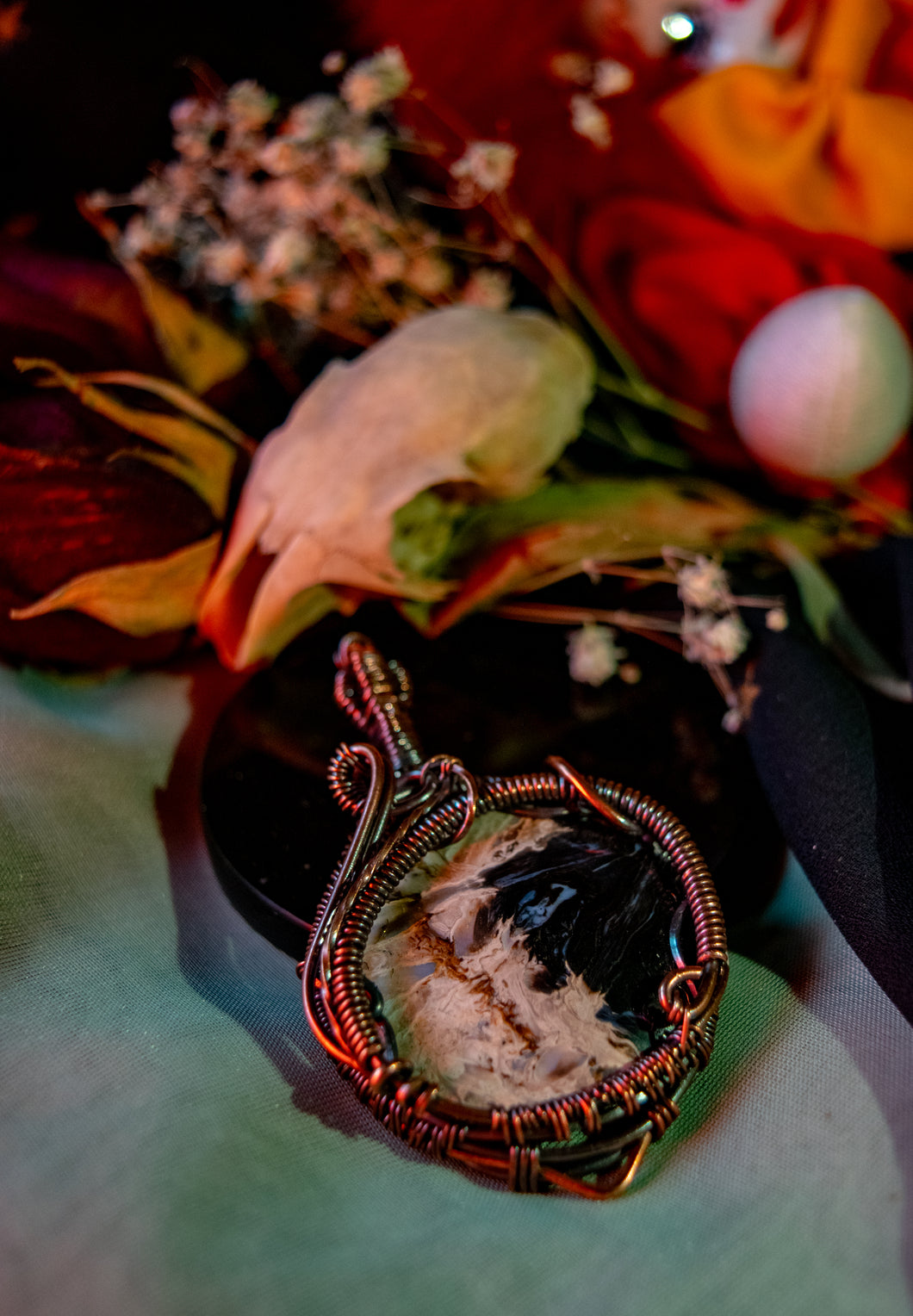 Fossilized Palm Root Wire Wrapped Pendant