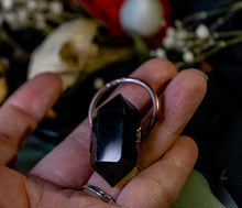 Load image into Gallery viewer, Black Obsidian Copper Electroformed Point Pendant
