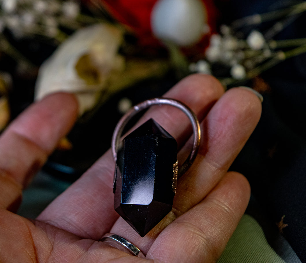 Black Obsidian Copper Electroformed Point Pendant