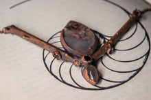 Load image into Gallery viewer, Rose Stem w/ Quartz &amp; Herkimer Diamond Electroformed Pendant
