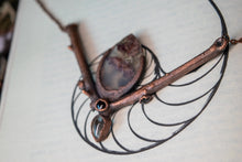 Load image into Gallery viewer, Rose Stem w/ Quartz &amp; Herkimer Diamond Electroformed Pendant
