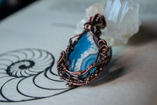 Load image into Gallery viewer, Blue Sky Plume Agate Wire Wrapped Pendant
