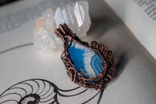 Load image into Gallery viewer, Blue Sky Plume Agate Wire Wrapped Pendant
