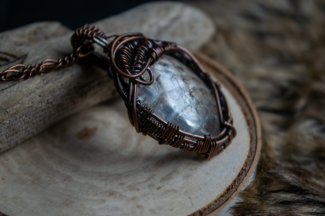 Copper Wire Wrapped Snake Skin Cabochon (resin)