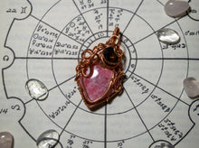 Load image into Gallery viewer, Rhodochrosite Heart w/ Smokey Quartz Copper Wire Wrap
