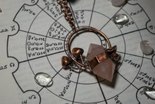 Load image into Gallery viewer, Rose Quartz Double Terminated Point w/ Mushrooms Copper Electroformed Pendant 2
