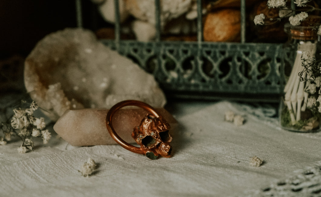 Copper Electroformed Barnacle w/ Peridot Pendant