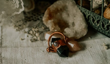 Load image into Gallery viewer, Electroformed Black Obsidian Point Mushroom Pendant with Ruby Sapphire
