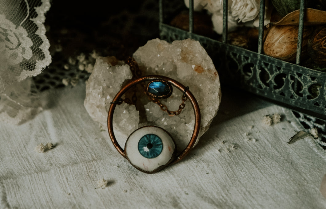 Labradorite Eyeball Electroformed Pendant