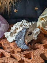 Load image into Gallery viewer, Amethyst Aura Moon Electroformed Pendant
