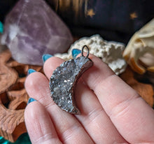 Load image into Gallery viewer, Amethyst Aura Moon Electroformed Pendant
