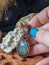 Load image into Gallery viewer, Labradorite w/ Moonstone Copper Wire Wrap
