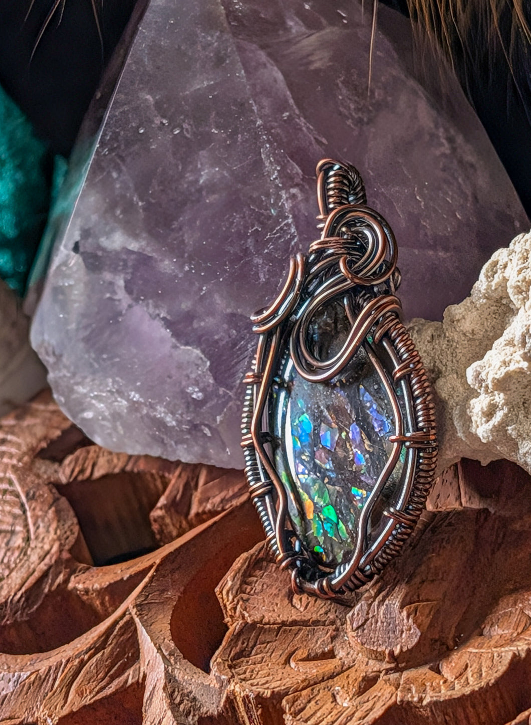 Ammolite Copper Wire Wrap