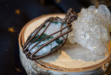 Load image into Gallery viewer, Moss agate Copper Wire Wrap

